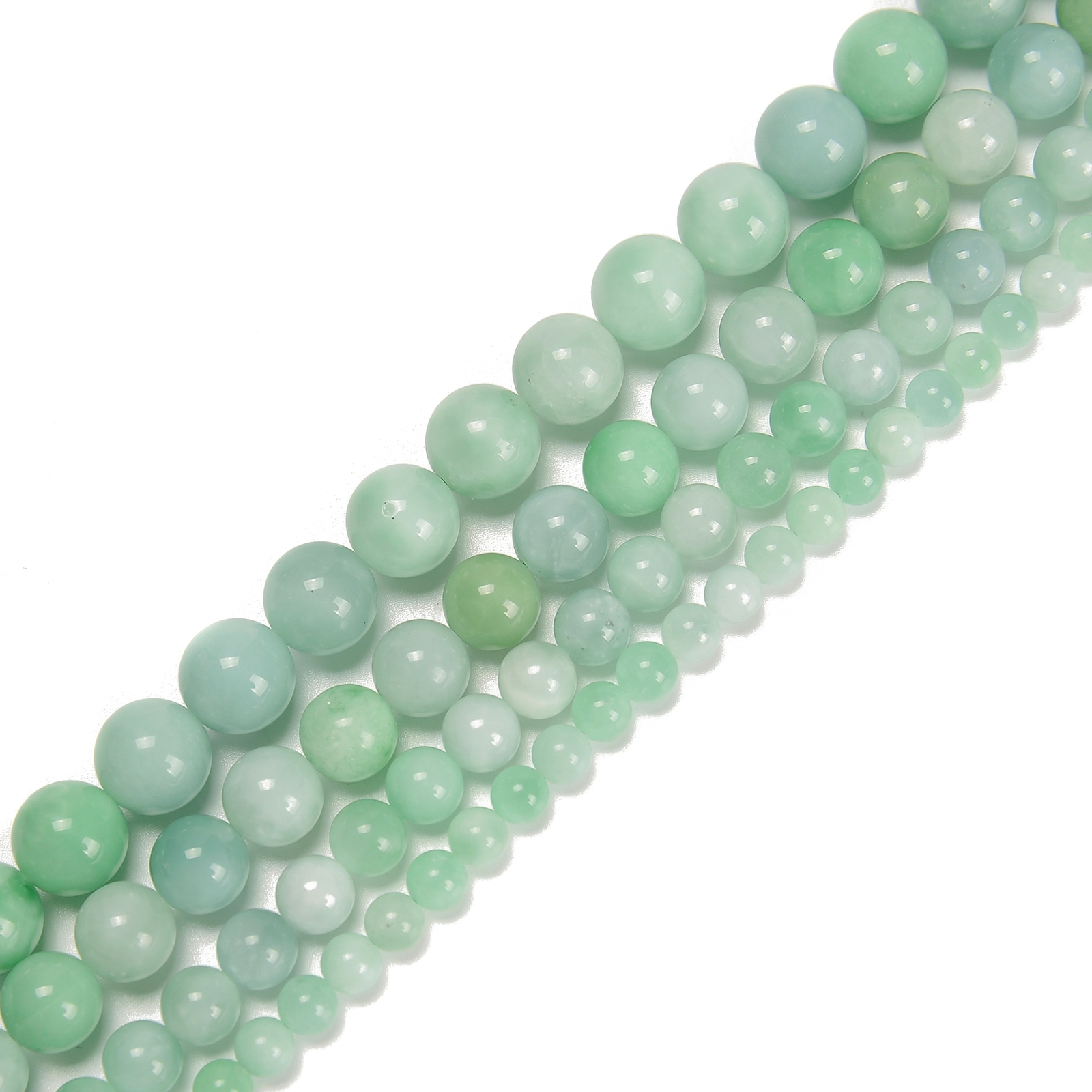 Natural Green Jadeite Jade Smooth Round Beads 4mm 6mm 8mm 10mm 12mm 15.5″ Strand