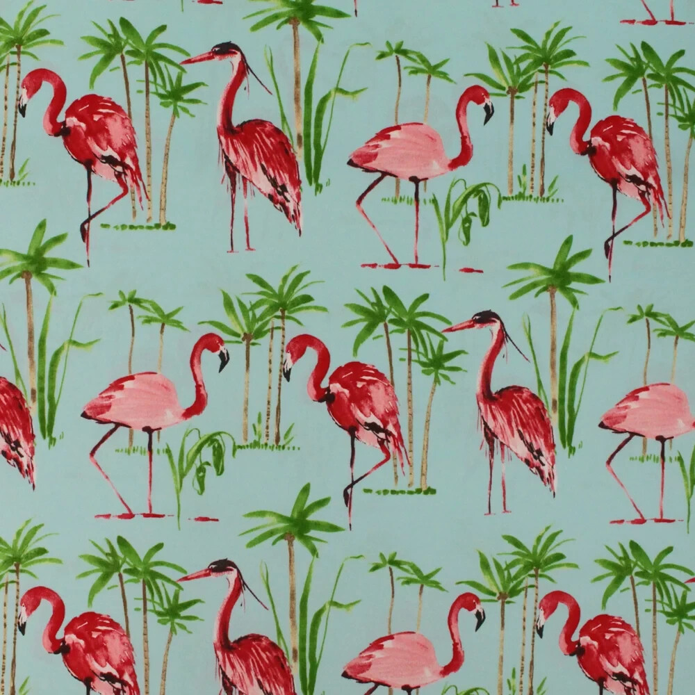 Berkshire Home Flamingo Indoor/Outdoor Aqua, Green, Pink Fabric 54″ BY THE YARD