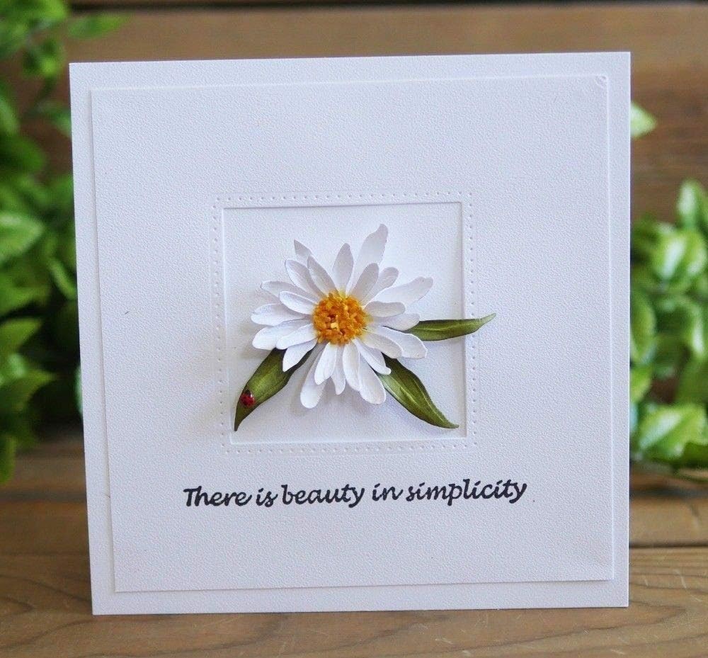 1pc Silver Daisy Flowers Metal Cutting Dies Stencil 1 inch x 1 inch, silver