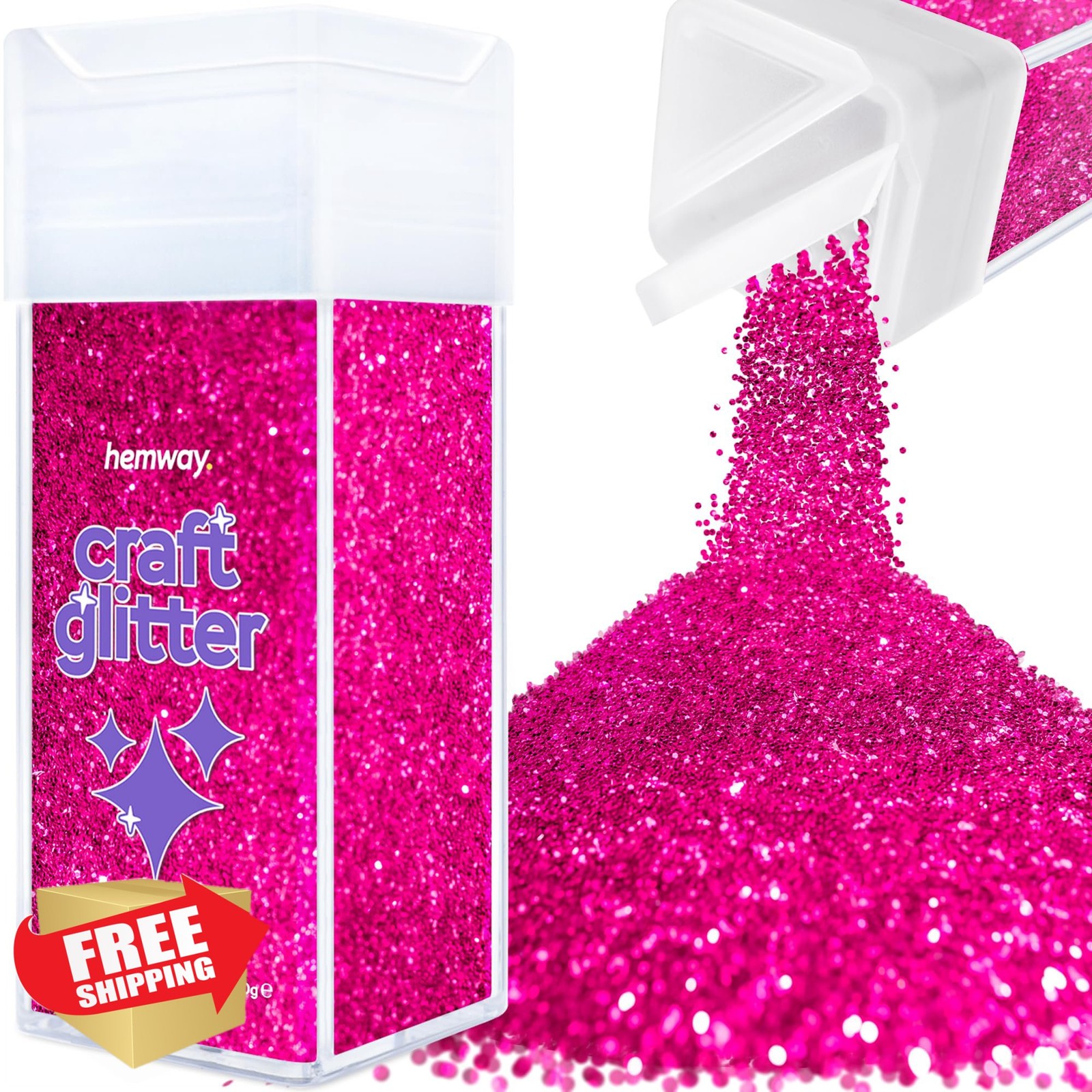 Hemway Dark Rose Pink Glitter Shaker 110g
