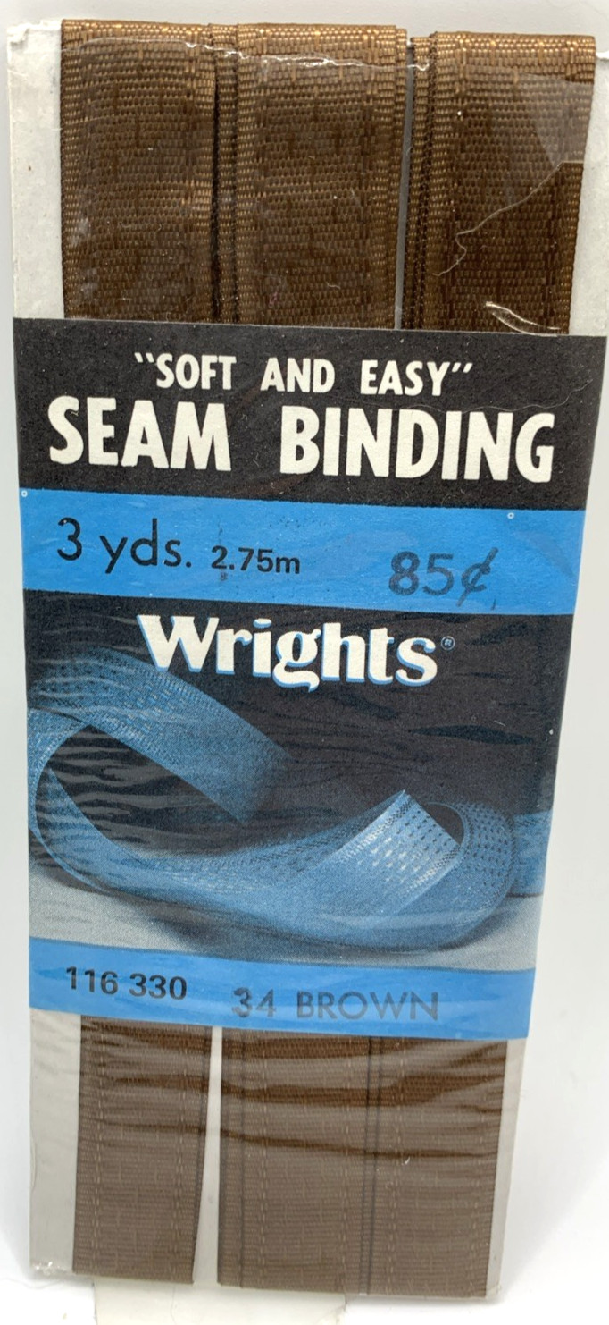 Brown Wrights Seam Binding Soft And Easy 3yrds 116 330 Brown 34 1983