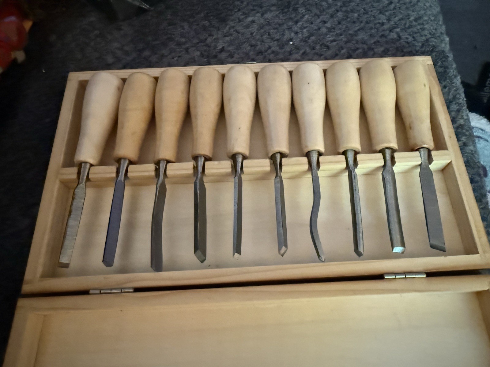 WOOD CARVING CHISEL TOOL SET of 10 Wood Handles 5-1/2″ Hand Tools (345)