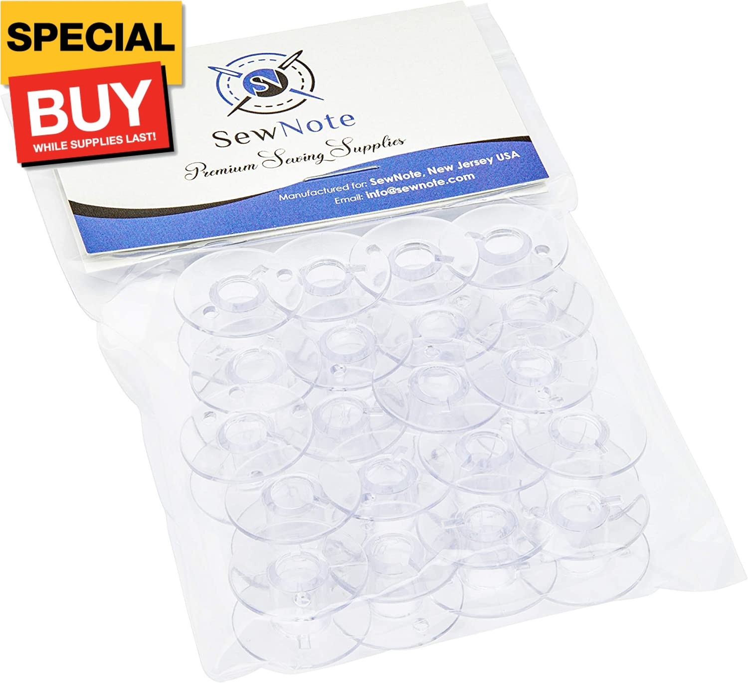 20 Pack Class 15 Clear Bobbins Made to Fit Singer 006066008