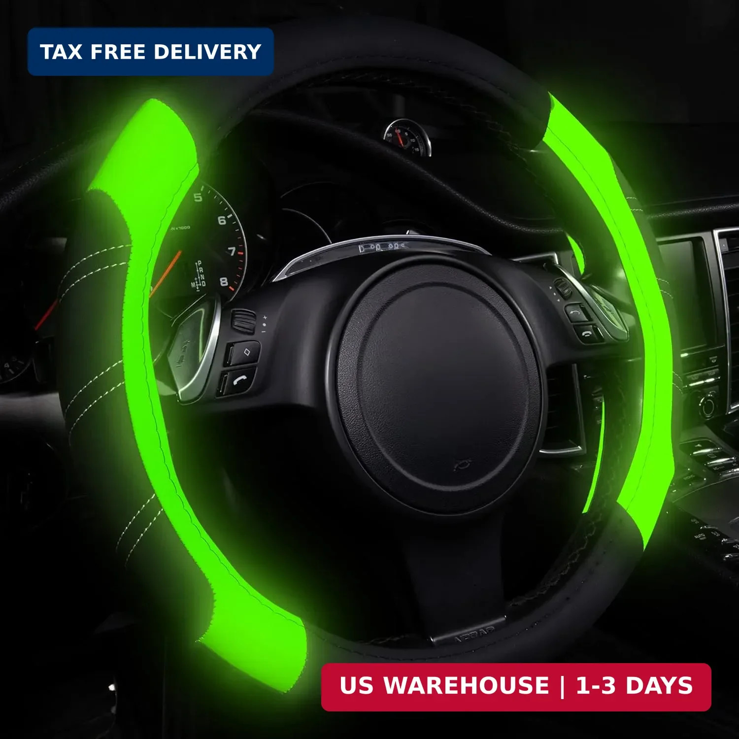 CAR PASS Line Rider Microfiber Leather Sporty Steering Wheel Cover Universal Fit