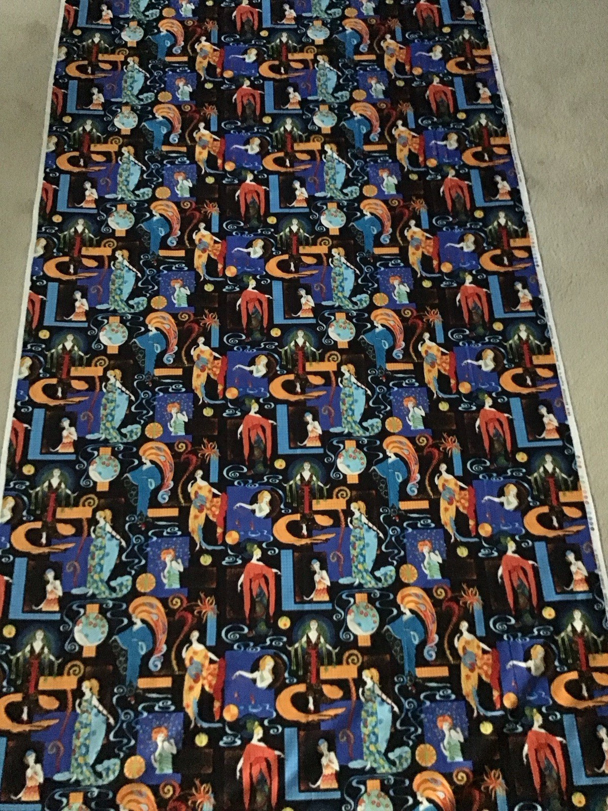 NEW Erte Revisited Woodrow Studio London England Art Deco Cotton Fabric 2.75 yds