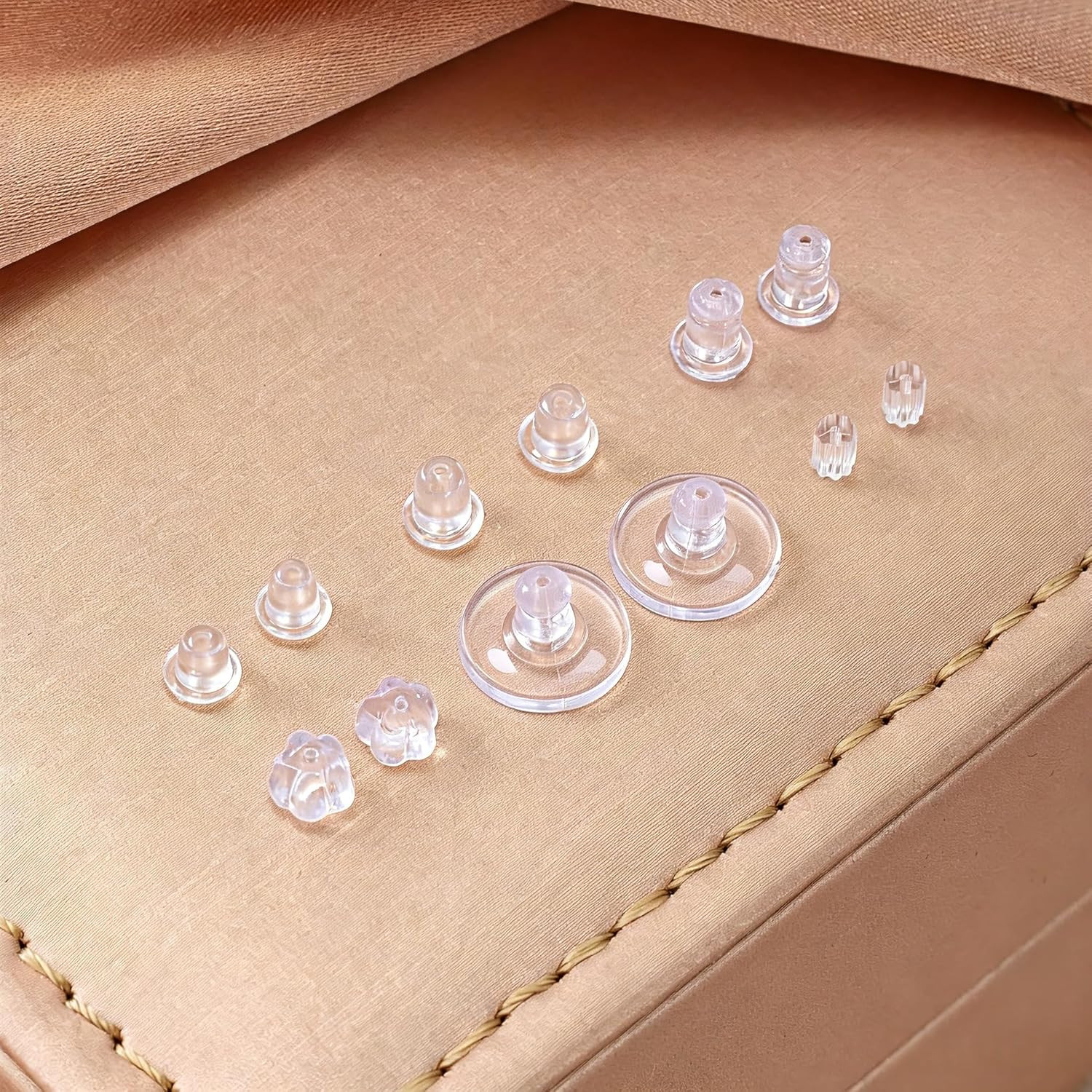 6 Styles 600Pcs Silicone Earring Backs, Clear Soft Plastic Rubber Earring Backin