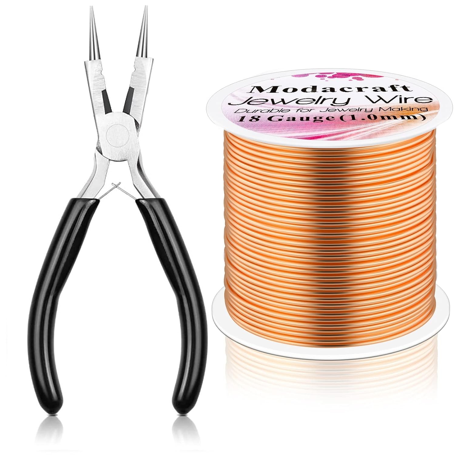 Bare Copper Round Wire 18 Gauge Copper Wire for Jewelry Making with 4 in 1 Plier
