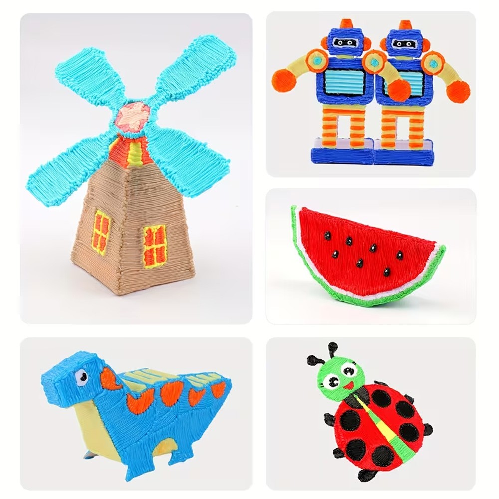 12 Color Filament 3D Printing Pen Set 3D Drawing Pen with Led Display Kid Gift