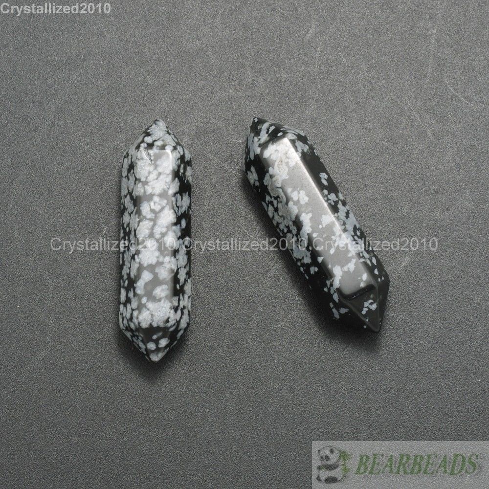 Natural Gemstone Hexagonal Pointed Reiki Chakra Raw Wand Pendant Beads Healing