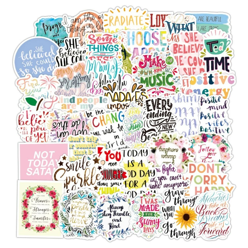 50pcs Motivational Phrases Sticker Pack Quotes Inspirational Waterproof matte