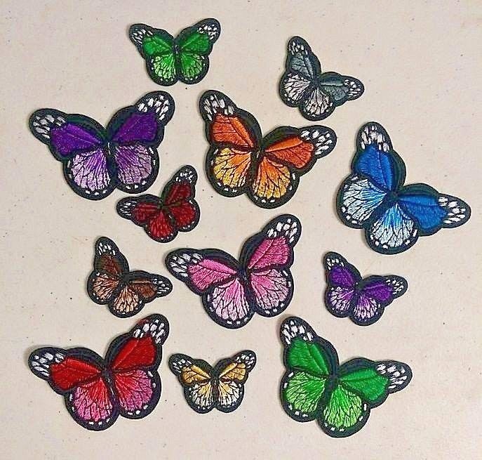 Choice BUTTERFLY 2 Sizes 12 Colors iron on patches 2-3/4″ x 2″ or 1-3/4″ x 1-1/8