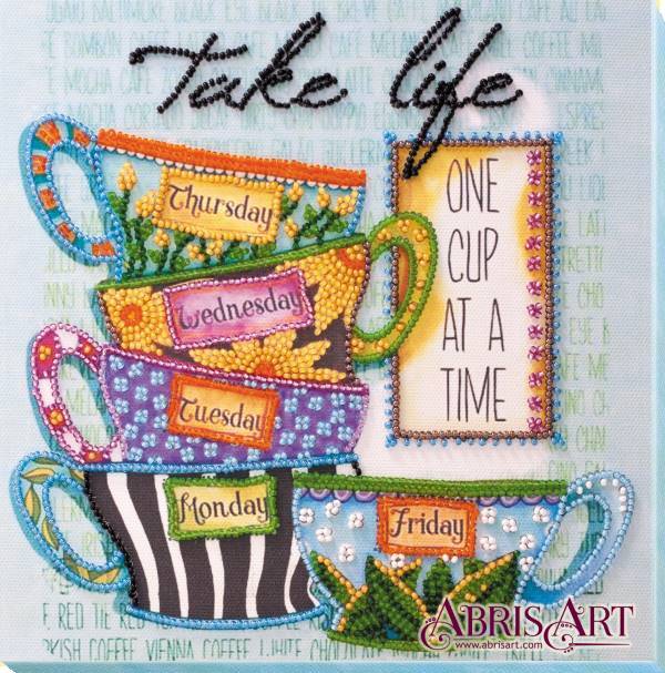 Midi Bead embroidery kit Coffee Break DIY Embroidery Kit beadwork pattern