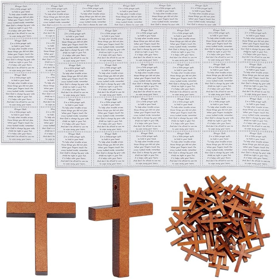 Pocket Prayer Quilt Set 48 Pcs Panel Prayer Quilt Squares with 50 Pcs