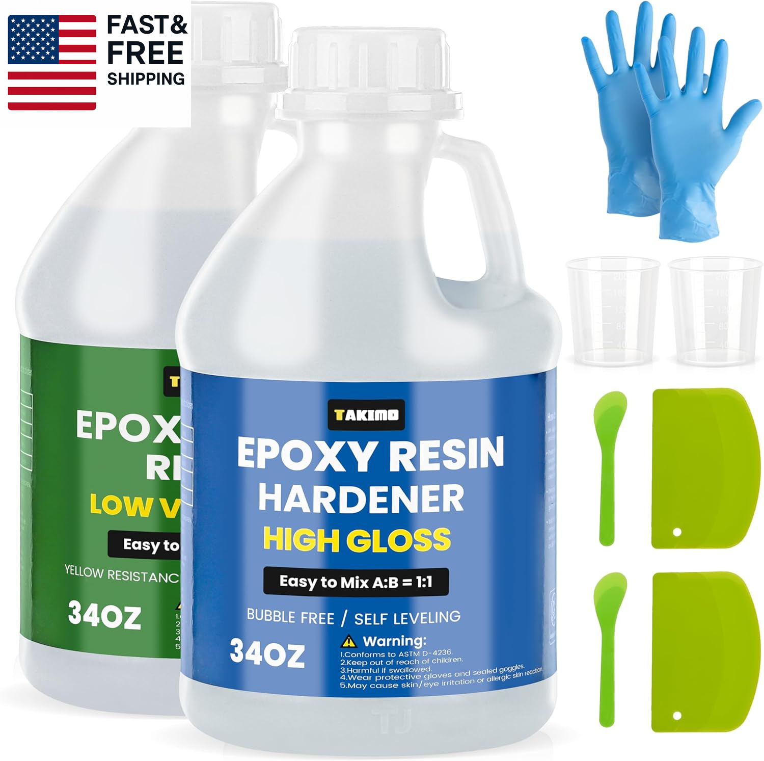 68Oz Crystal Clear Resin Kit,No Bubble & Not Yellowing Epoxy for Coating, Casti