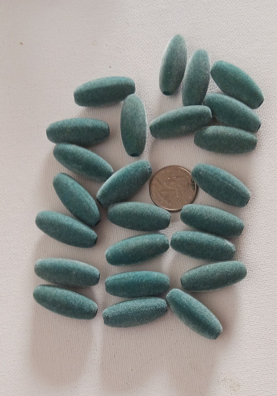 Beads Flocked/ Fuzzy Beads Teal Jewelry / Craft /Tassel Cap Supplies 24 @ 1.25″