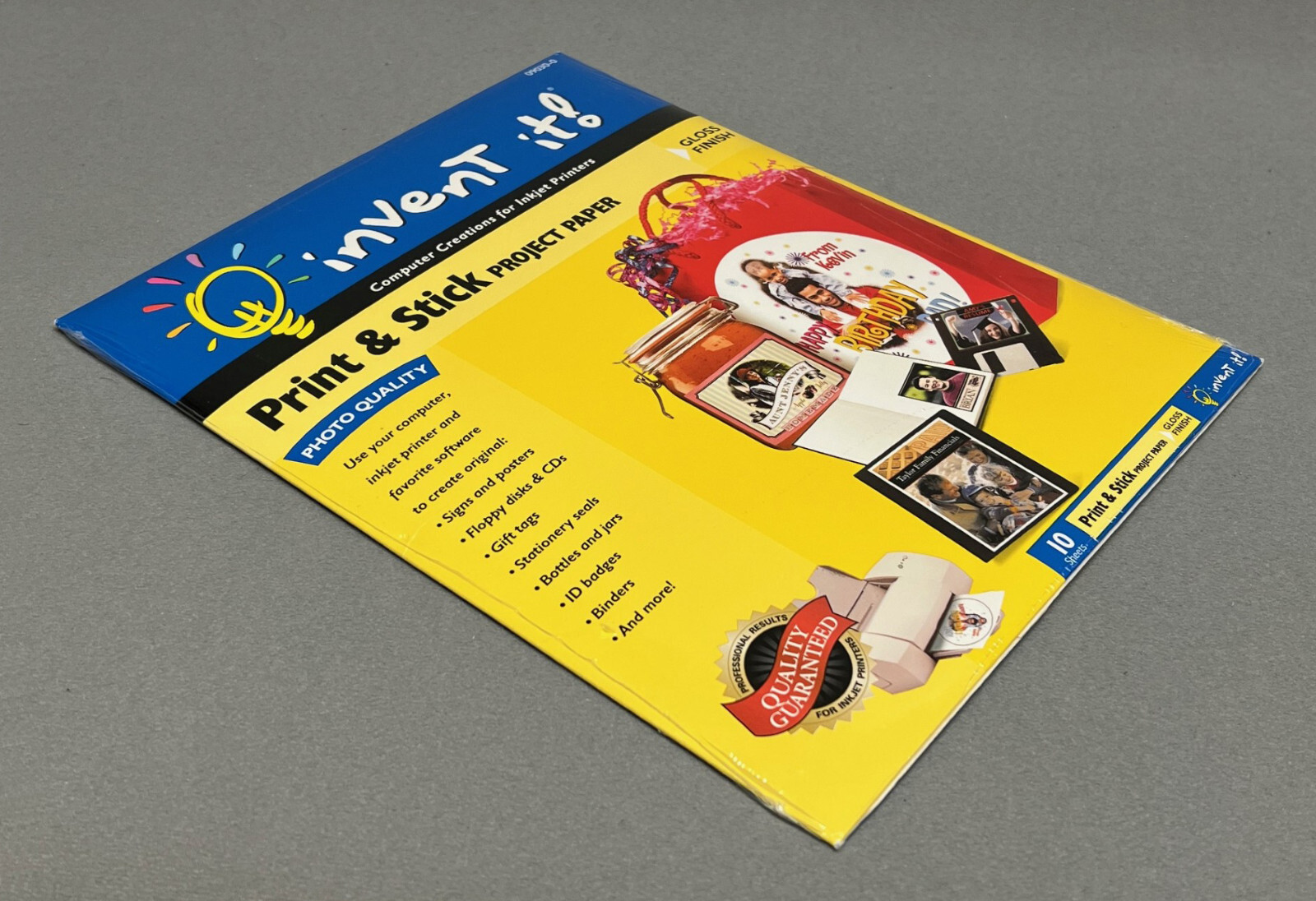 INVENT IT! Print & Stick Project Paper SEALED 10 Sheets PHOTO QUALITY GLOSS