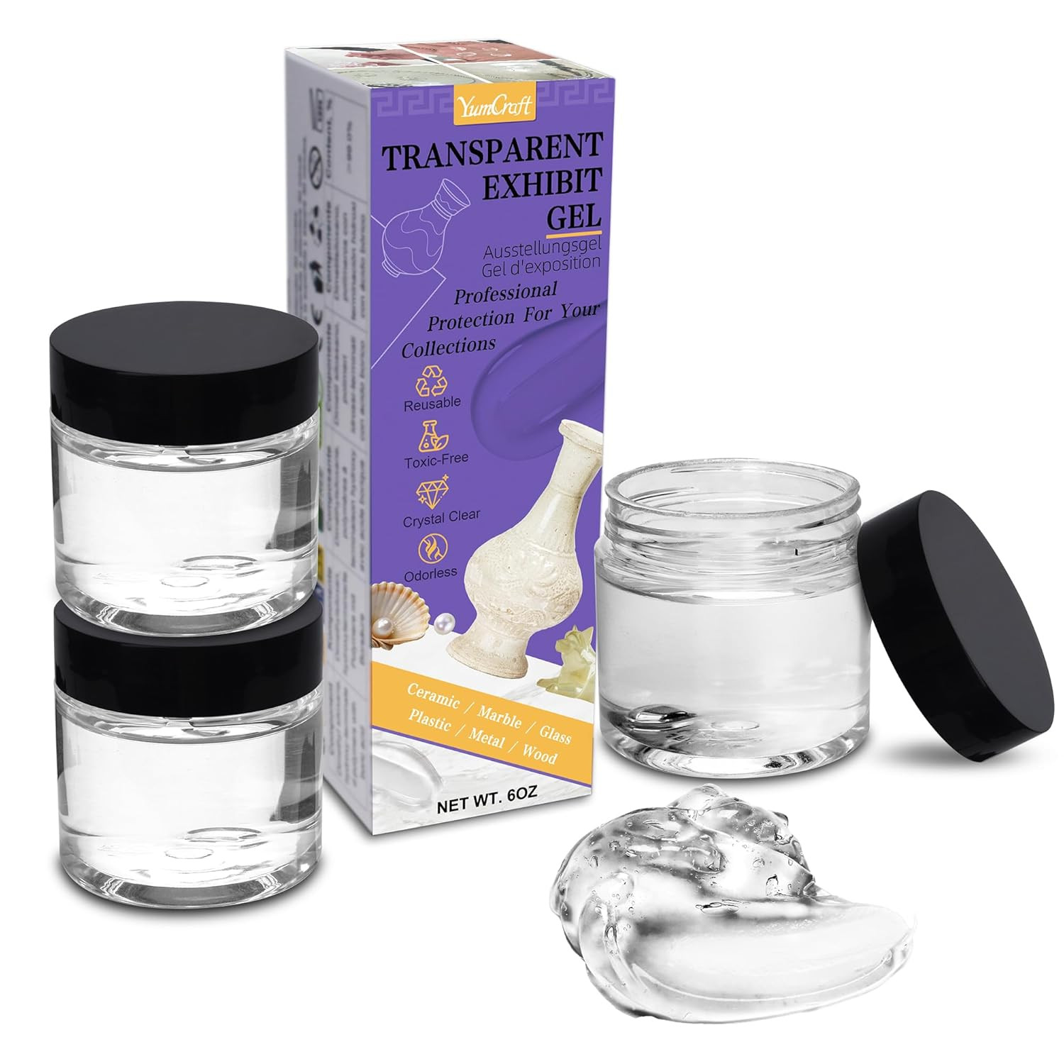 6Oz Exhibit Gel for Museum, Removable Clear Museum Putty for Museum Collections,