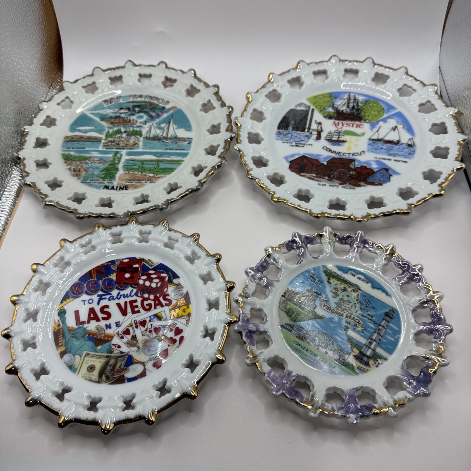 Vintage Plate Collection (Virginia Beach, Las Vegas, Mystic Conn, Bar Harbor ME)