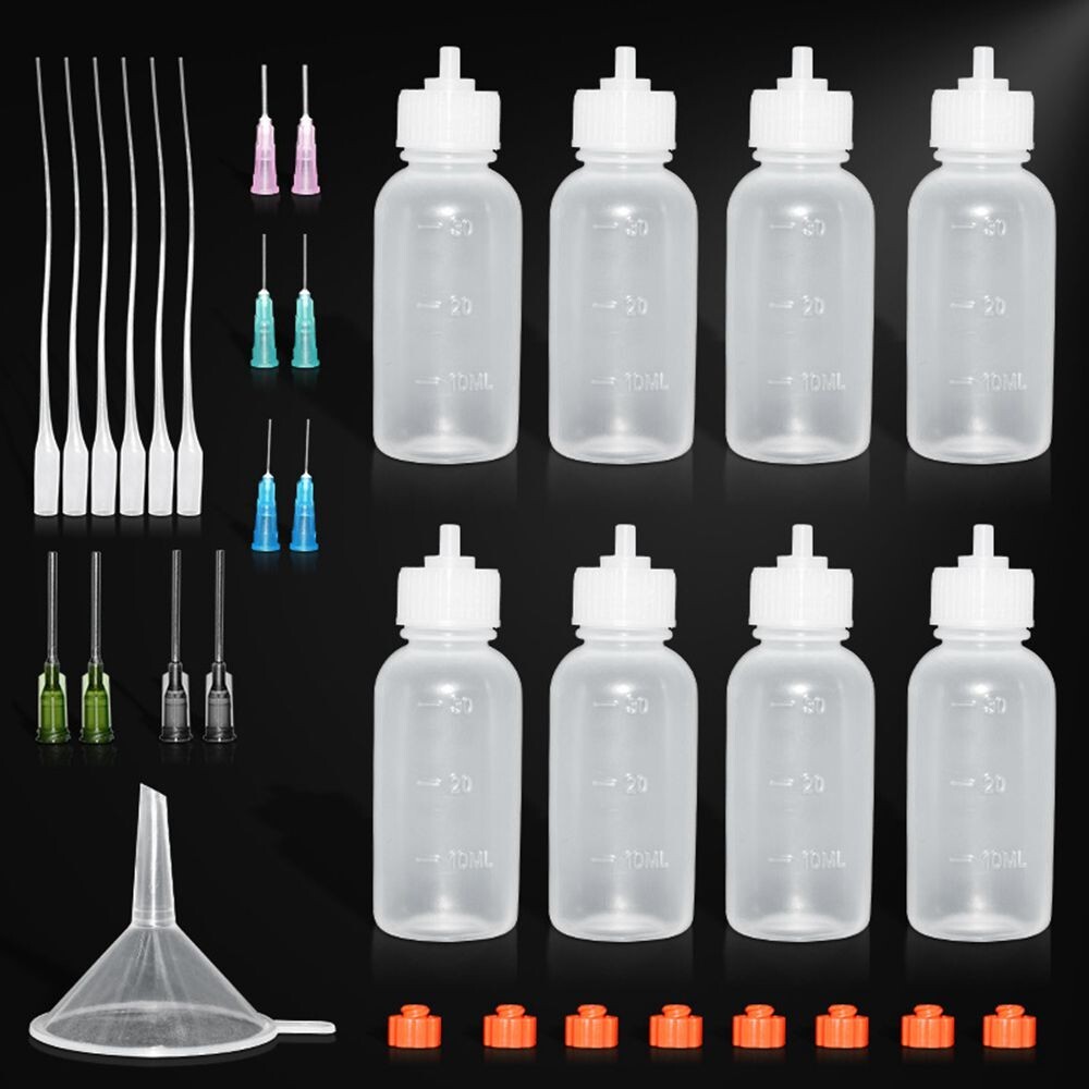 33 PCS Precision Applicator Bottle Blunt Tip Needle Cap Oil Dropper Glue C155