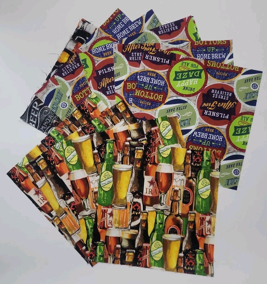 13 Beer Novelty Quilt Blocks 8.5″ 100% Cotton Fabric Squares Craft 3 Designs