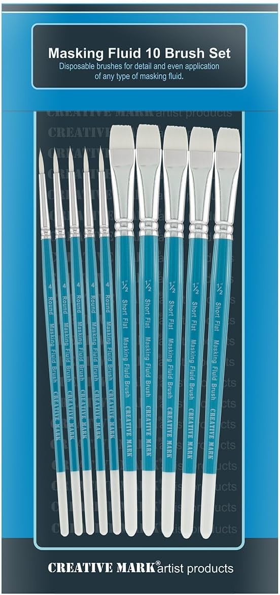 Masking Fluid Paint Brushes (Set of 10) – Watercolor Brushes Contains Synthetic
