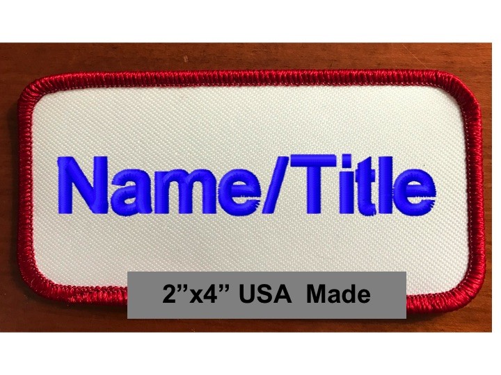 Custom Embroidered Patch Personalized Name/Title tag Motorcycle Badge White/Red
