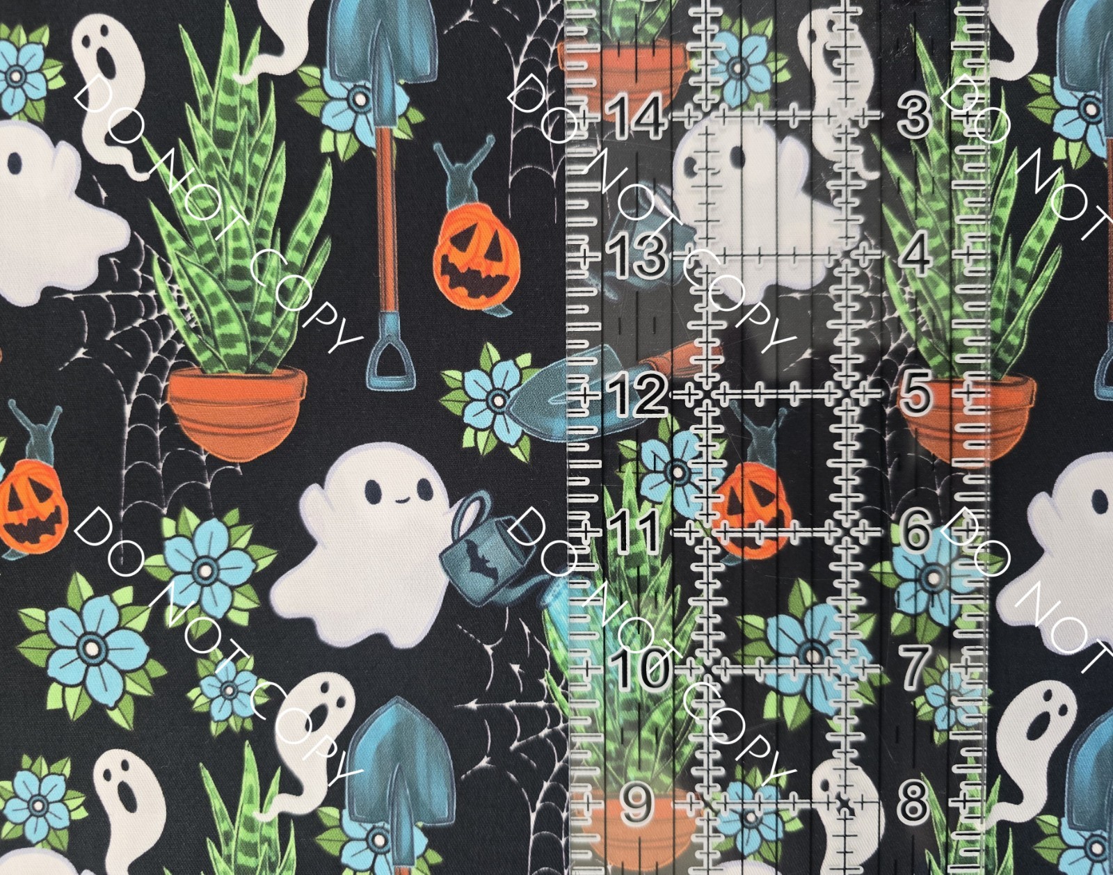 100% Cotton Woven Novelty Fabric Gardening Ghosts By The 1/4 Yard 9×56