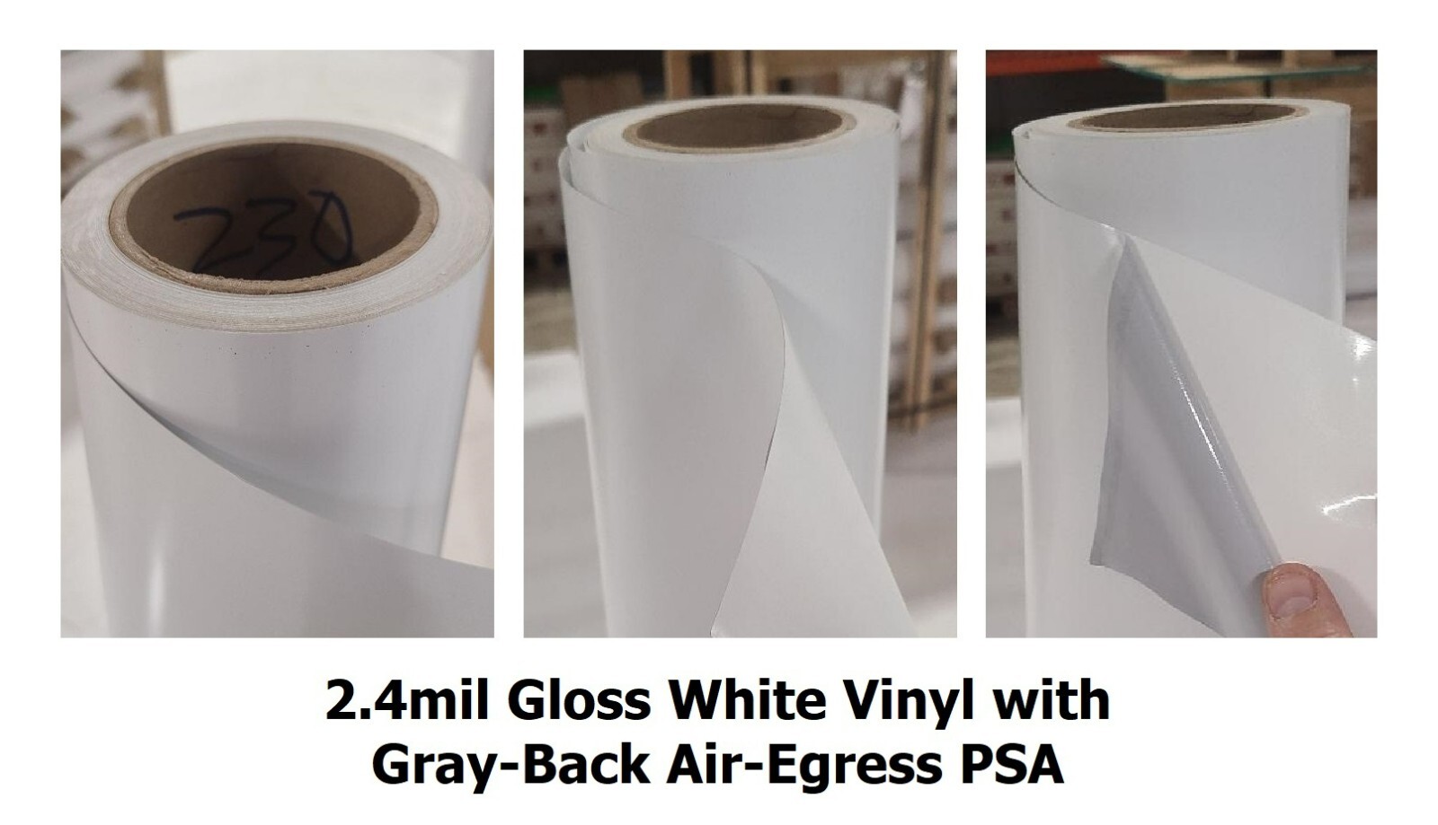 2.4mil Gloss White Car Wrap Calendar Vinyl Gray Air-Release AutoMark GF 230